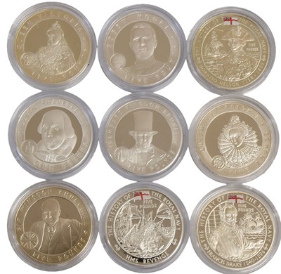 Lot 418 - Various Royal Mint Silver Proof Crowns, 9 in...