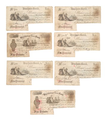 Lot 144 - Durham Bank, 5x Five Pound Notes, all 1882...