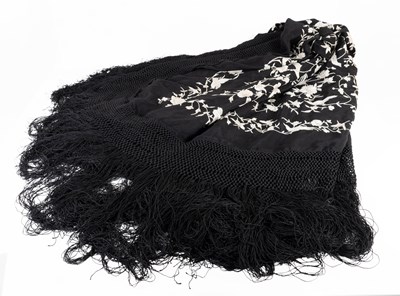 Lot 2005 - Early 20th Century Chinese Black Silk Shawl...