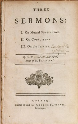 Lot 108 - Swift (Jonathan). Three sermons: I. On mutual...