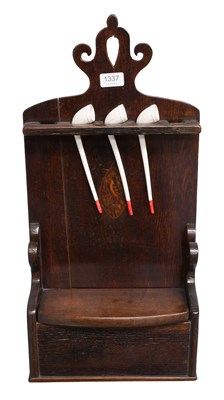 Lot 1337 - 18th Century Oak Pipe Rack with marquetry...