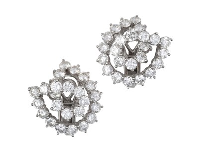 Lot 2254 - A Pair of Diamond Earrings of openwork pointed...
