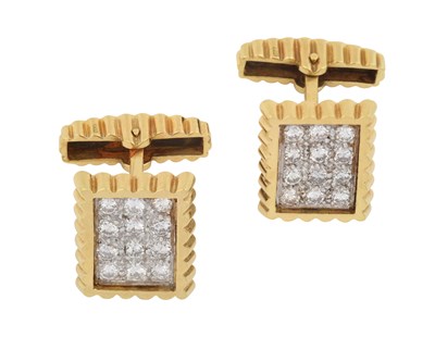 Lot 2268 - A Pair of 18 Carat Gold Diamond Cufflinks the...