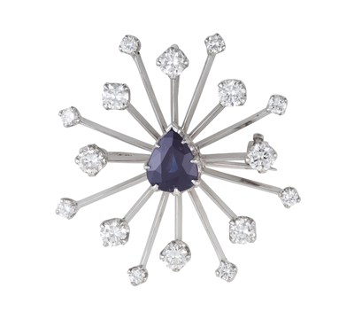 Lot 2306 - An 18 Carat White Gold Sapphire and Diamond...