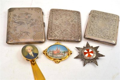 Lot 295 - Three card cases, two miniatures and a badge