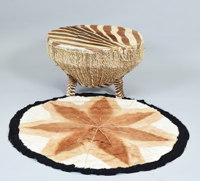 Lot 189 - Natural History: A Zebra Hide Drum Table and...