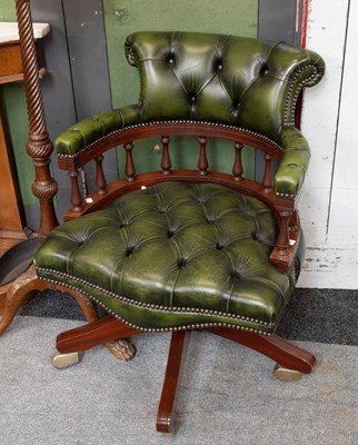 Lot 1351 - A Modern Buttoned Green Leather Upholstered...
