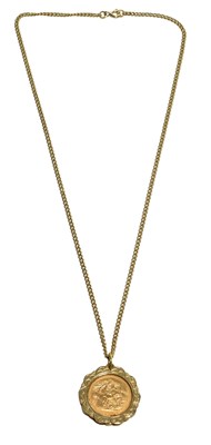 Lot 328 - A Half Sovereign Pendant on Chain, dated 2001,...