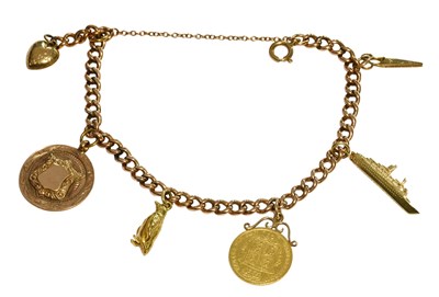 Lot 336 - A Curb Link Bracelet, each link stamped '9',...