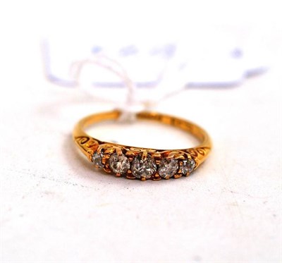 Lot 301 - An 18ct gold diamond five stone ring