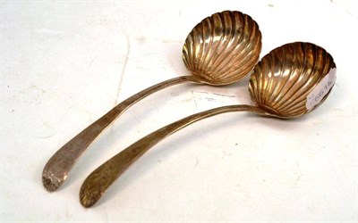 Lot 303 - Pair of Irish shell bowls and crested ladles