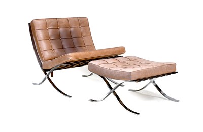 Lot 726 - A Barcelona Lounge Chair and Ottoman, modern,...