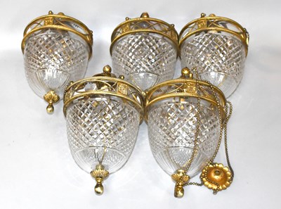 Lot 32 - A Set of Five Gilt Metal and Glass Ceiling...