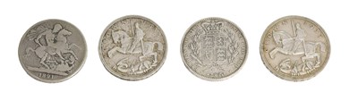 Lot 399 - Four UK Silver Crowns, comprising: George IV...