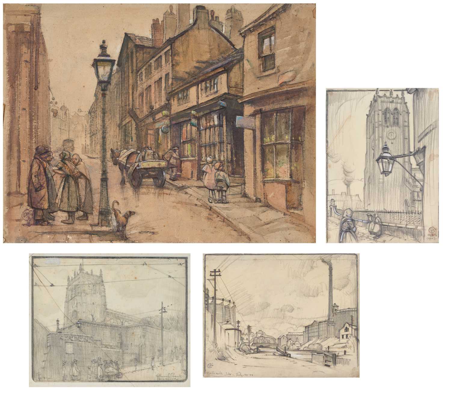Lot 412 - Cuthbert Crossley (1883-1960) "Wood Mill Shops,...