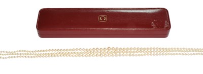 Lot 361 - A Graduated Three Row Cultured Pearl Necklace,...