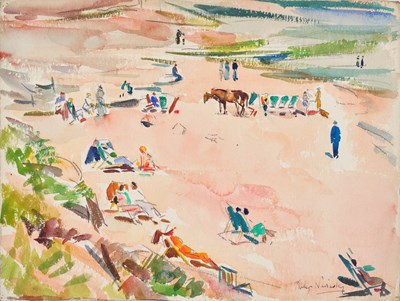 Lot 432 - Philip Naviasky (1894-1983) Beach scene with...