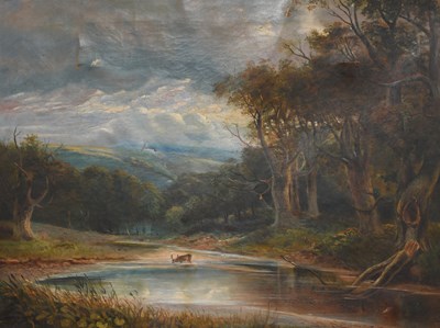 Lot 1227 - British School (19th Century) Stag watering in...