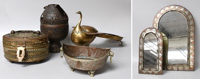 Lot 38 - An Indian Brass Paan Box, formed as a peacock,...