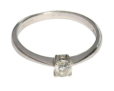 Lot 344 - A 9 Carat White Gold Diamond Solitaire Ring,...
