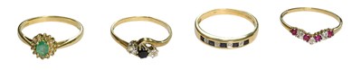 Lot 337 - A 9 Carat Gold Emerald and Diamond Cluster...