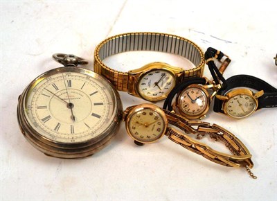 Lot 316 - A 9ct gold lady's Rolex wristwatch, a 9ct gold Rotary wristwatch, silver pocket watch and two other