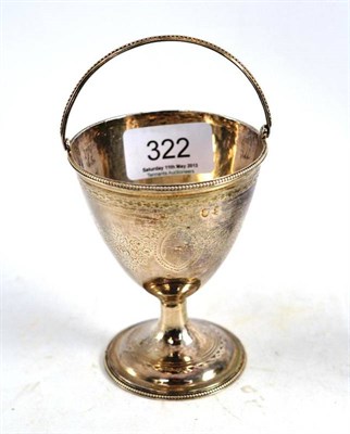 Lot 322 - A George III silver pedestal sugar basket, London hallmarks rubbed