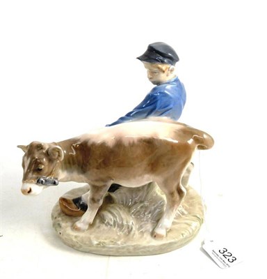 Lot 323 - Royal Copenhagen group 'Boy with Calf'