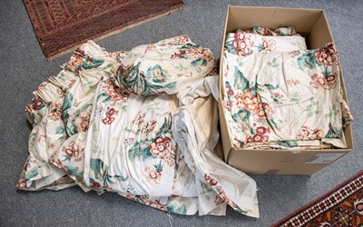 Lot 1298 - A Pair of Colefax and Fowler Chintz Curtains,...