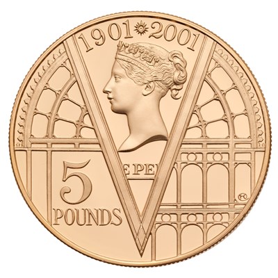 Lot 196 - UK, Gold Proof Five Pounds 2001, Victorian...