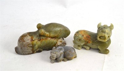 Lot 337 - Three Chinese jade type animal carvings