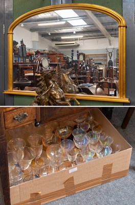 Lot 1355 - A Reproduction Gilt Framed Overmantel Mirror,...