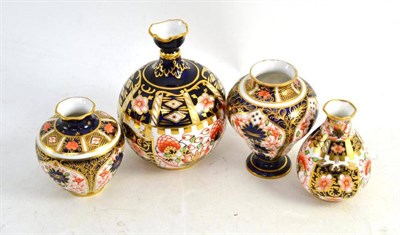 Lot 339 - Four small Royal Crown Derby Imari vases