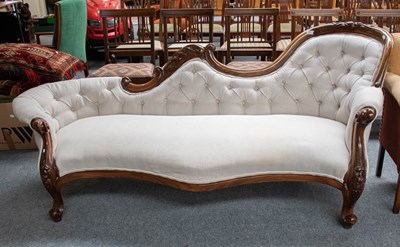 Lot 1410 - A Victorian Carved Mahogany Framed Chaise...