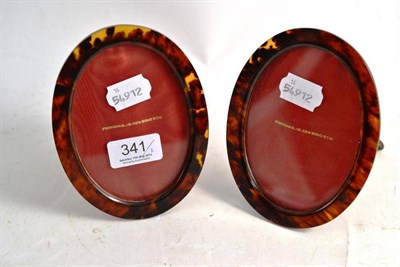 Lot 341 - Pair of late Victorian Finnigan's tortoiseshell oval easel photograph frames