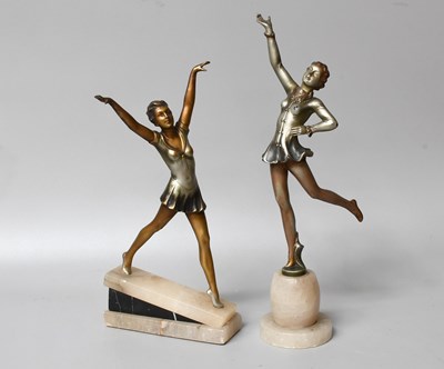 Lot 39 - Two Art Deco Cold Painted Spelter Figures of...