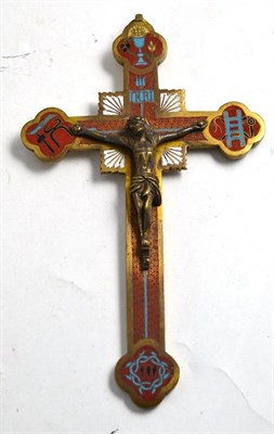 Lot 345 - A 19th century Japanese cloisonne crucifix with Masonic symbols, 20cm high