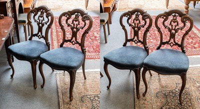 Lot 1422 - A Set of Four Victorian Walnut Salon Chairs (4)