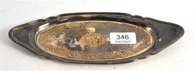 Lot 346 - Georgian silver boat-shaped pen tray with crest