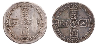 Lot 46 - William III, Sixpence 1695, first bust, early...