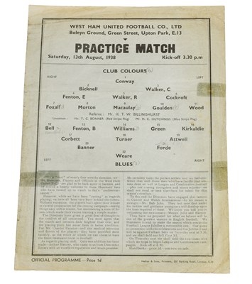 Lot 3013 - West Ham Football Club Practice Match 13th August 1938