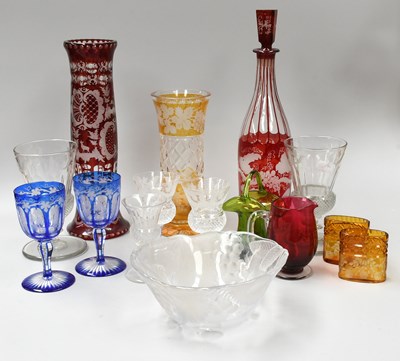 Lot 45 - A Tray of Various Bohemian Glass Items,...