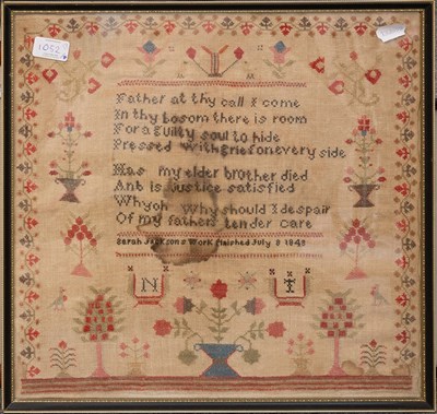 Lot 1052 - 19th Century Alphabet Sampler, worked by...