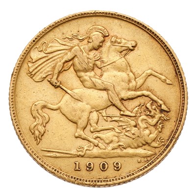 Lot 171 - Edward VII, Half Sovereign 1909; very fine