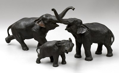Lot 92 - A Set of Three Japanese Bronze Elephant Models,...