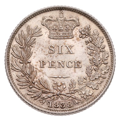 Lot 99 - Victoria, Sixpence 1838, (Bull 3168, ESC 1682,...