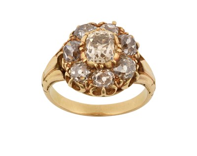Lot 2340 - A Diamond Cluster Ring the old oval cut...