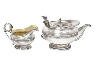 Lot 2029 - A George IV Silver Teapot and a George III Silver Cream-Jug