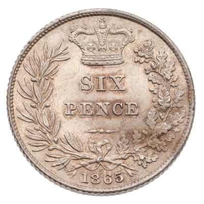 Lot 100 - Victoria, Sixpence 1865, die no. 5, (ESC 3212,...