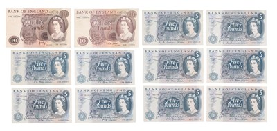 Lot 140 - Bank of England, Assorted Five Pound and Ten...